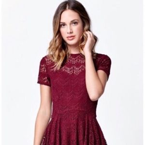 Kendall and Kylie formal lace dress; maroon